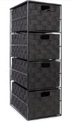 RRP £39.99 EHC Woven 4 Drawer Storage Unit Cabinet, Black