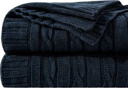 RRP £35.99 NTBAY 100% Pure Cotton Cable Knit Throw Blanket, Super Soft Warm 130x170cm