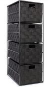 RRP £39.99 EHC Woven 4 Drawer Storage Unit Cabinet, Black