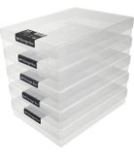 RRP £17.99 WestonBoxes A4 Transparent Plastic Craft Storage Boxes with Lids, 5-Pack