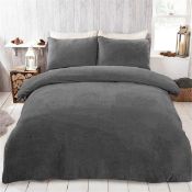Fleece Duvet Cover King Reversible Flannel Quilte Duvet Cover with Pillowcases, Soft Fuzzy
