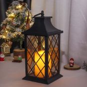 RRP £29.99 JHY DESIGN Hanging Candle Lantern with Flameless Battery Candle, 30cm Plastic Lantern