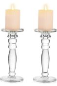 RRP £30.99 Nuptio 2 Pcs Glass Candle Holders Clear Candle Holders