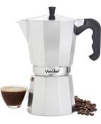 RRP £24.99 VonShef Aluminium Stovetop Coffee Maker 12 Cup Italian Style Espresso Maker