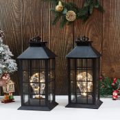 RRP £36.99 JHY DESIGN Decorative Hanging Lantern, 30cm High Set of 2 Plastic Lanterns