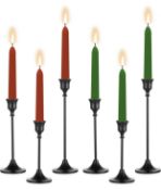 RRP £28.99 Sziqiqi Black Candlesticks Holders Set of 6 Taper Metal Candle Holders
