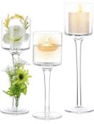Nuptio Set of 3 Glass Candle Holders for Pillar and Floating Candles RRP £17.99