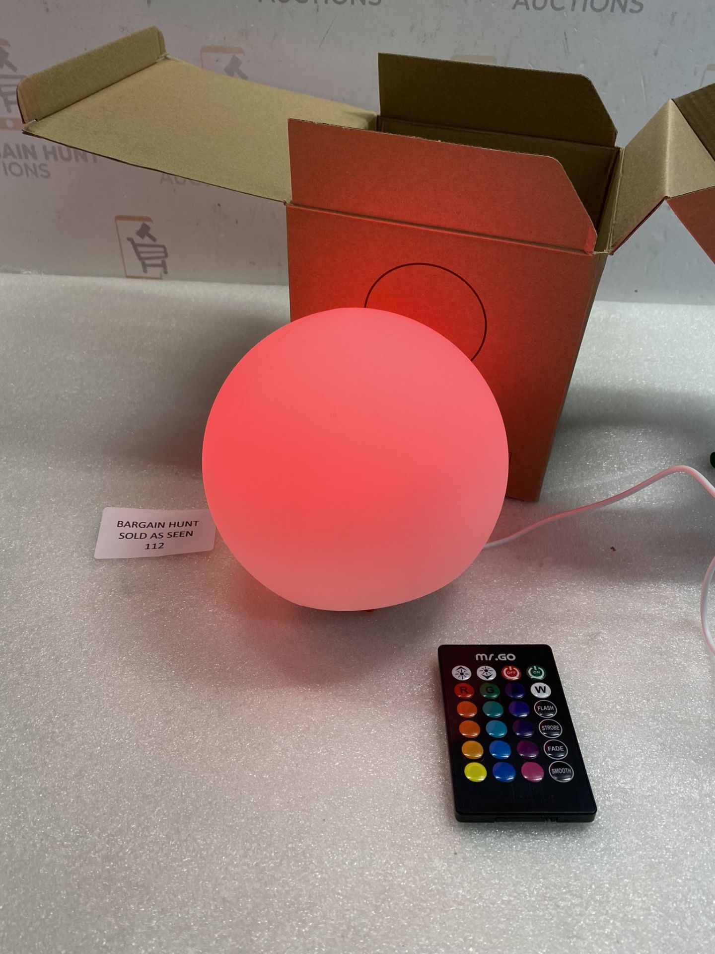 RRP £24.99 Mr.Go Rechargeable 15cm LED Night Light Ball Lamp with Remote Control RGB Colour - Image 2 of 2