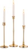 RRP £23.99 Nuptio Candlestick Holders Gold Candle Holder - Set of 3 Metal Table Candle Holders
