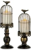 RRP £22.99 Sziqiqi Decorative Bird Cage Candle Holders Vintage Holders Set of 2
