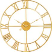 RRP £33.99 Maxstar Modern Roman Numerals Large Wall Clock Non Ticking Metal Silent Wall Clock