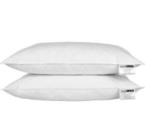 RRP £28.99 Homescapes White Duck Feather Pillow Pair 100% Cotton Downproof Cover