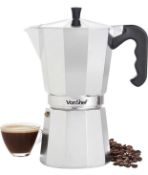 RRP £24.99 VonShef Aluminium Stovetop Coffee Maker 12 Cup Italian Style Espresso Maker