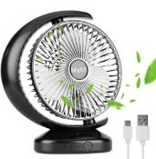 Mafiti 8" USB Rechargeable Desk Fan Quiet Home Office Portable Fan