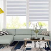 SMONTER Easy Fix Zebra Roller Blind,Day and Night Blinds Accessories (45CMx150CM, WHITE)