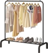 RRP £23.99 JIUYOTREE Clothing Garment Rack, 110CM Metal Clothes Rail, Coat Rail with Bottom Rack