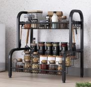 RRP £27.99 Spice Rack 2-Tier Kitchen Countertop Standing Organizer