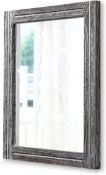 RRP £26.99 Large 50 x 40 cm Rectangle Rustic Mirror with Wood Frame Farmhouse Vintage Mirror