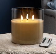 RRP £21.99 Christow Flickering LED Candle with Remote Control 3 Wick Battery Operated