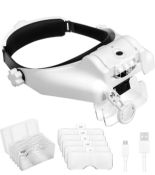 RRP £26.99 Headband Magnifier Glasses 1x to 14x Rechargeable Head Magnifier with LED Light