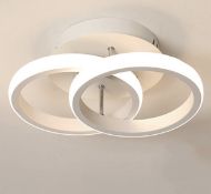 RRP £29.99 Eidisuny Ceiling Light 2 Circles LED Ceiling White Modern 22W Warm White Lamp
