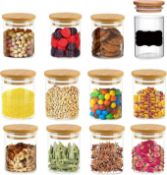 RRP £24.99 Glass Spice Jars 12-Pack with Bamboo Airtight Lids & Labels, 3.3 Oz Glass Spice Bottles