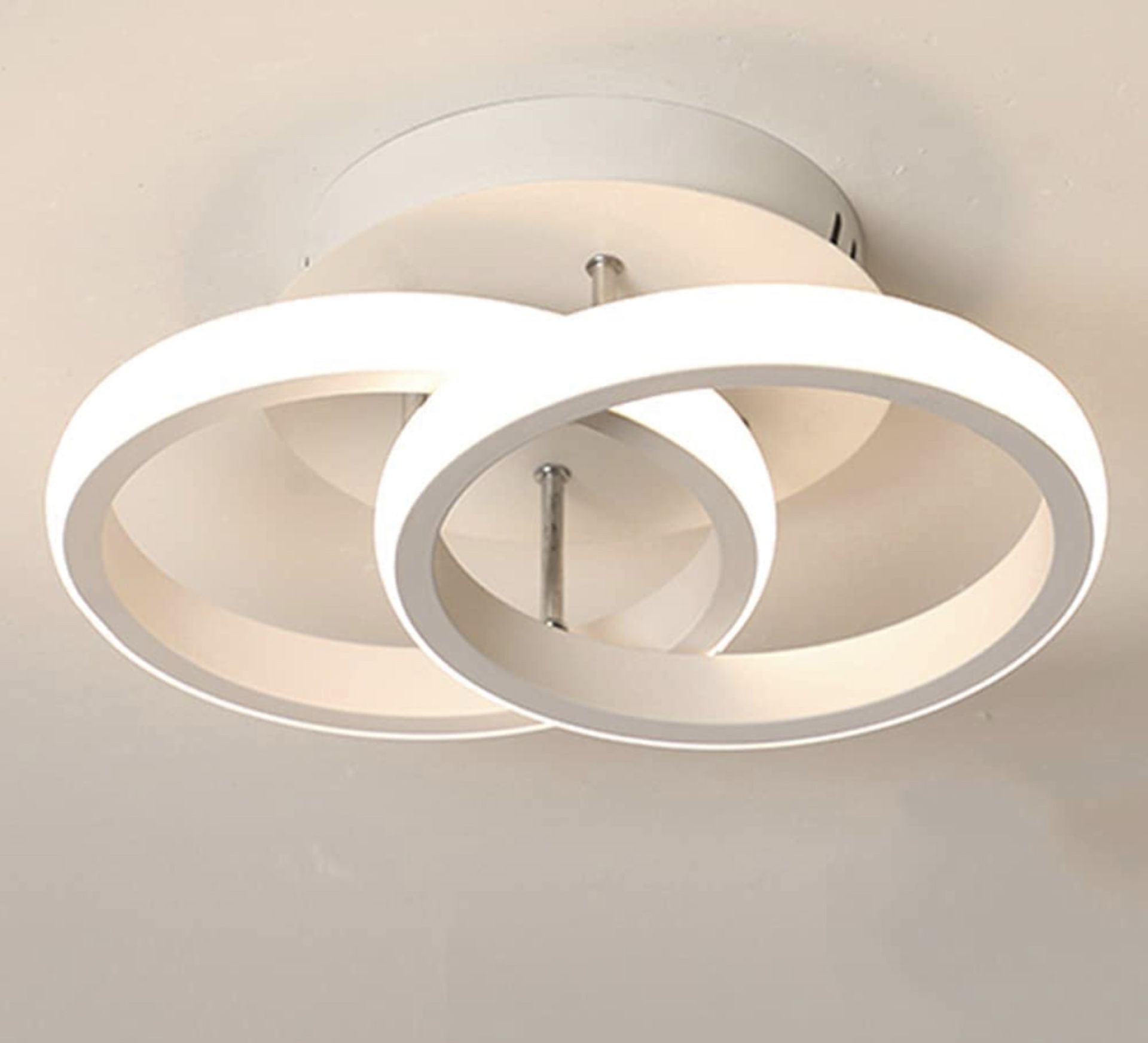 RRP £29.99 Eidisuny Ceiling Light 2 Circles LED Ceiling White Modern 22W Warm White Lamp