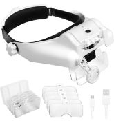 RRP £26.99 Headband Magnifier Glasses 1x to 14x Rechargeable Head Magnifier with LED Light