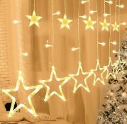 RRP £27.99 Gylefy Window Curtain Lights 12 Fairy Star Lights with 8 Flashing Modes
