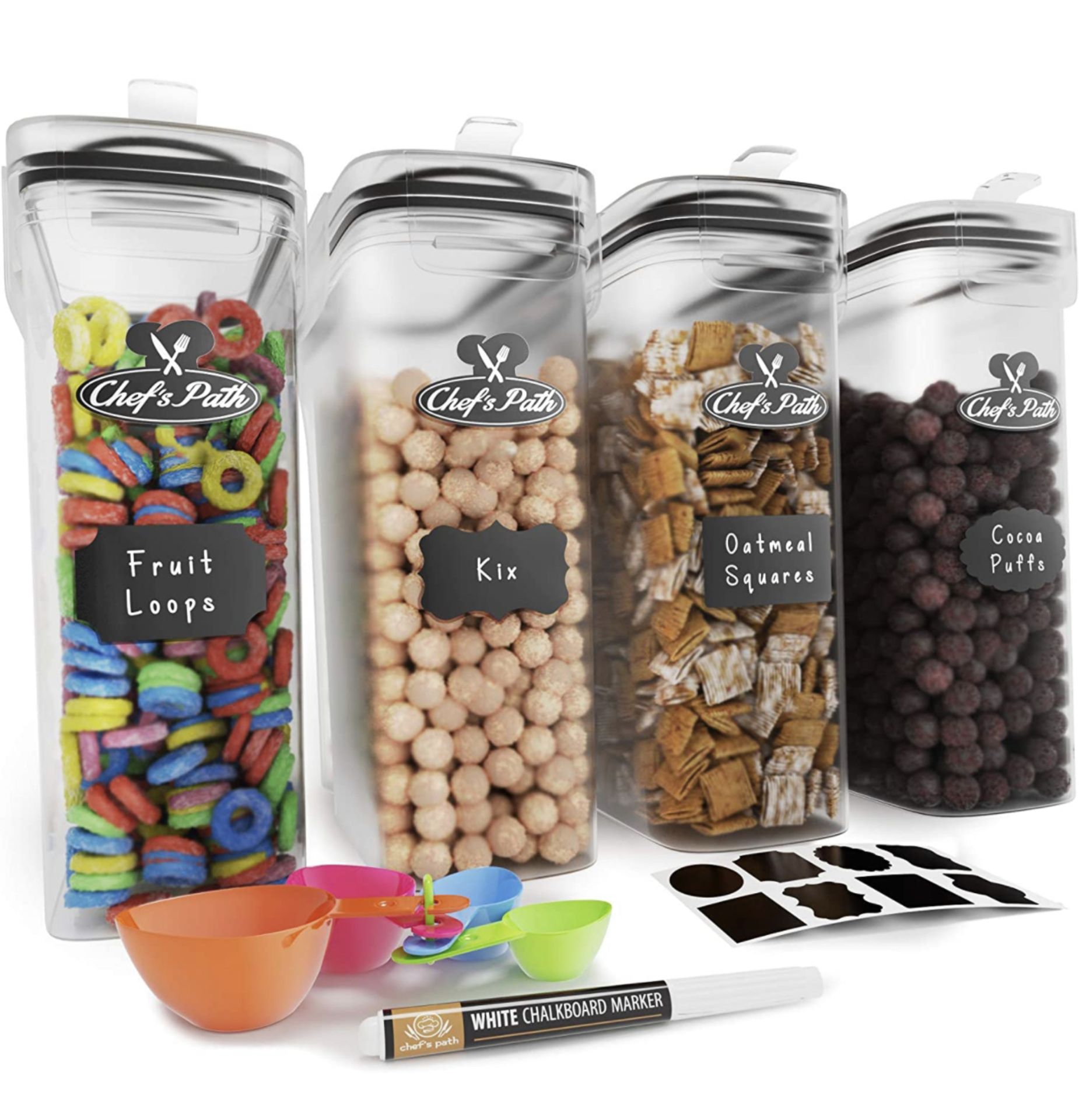 RRP £27.99 Chef's Path Cereal Storage Containers 4L Airtight Food Containers, 4-Pack