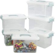 RRP £26.99 Kiddream 5 Liter Small Box with Lid, Plastic Clear Storage Boxes Set of 6