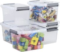 RRP £26.99 Kiddream Set of 6 Plastic Boxes with Lids, 5.5 Liter Plastic Storage Containers