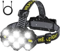 Head Torch Rechargeable Upgraded 22000 Lumen LED Super Bright Rechargeable Headlight