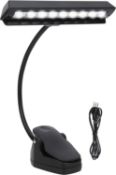 RRP £23.99 Music Stand Light LED Clip?On Rechargeable Music Stand Light Professional USB Lamp