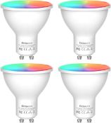 RRP £26.99 Orbecco 4-Pack GU10 LED Bulbs, Smart Wi-Fi Colour Changing RGB Echo Alexa Google