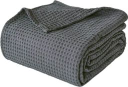 RRP £32.99 Umi Large Size 100% Cotton Traditional Woven Honeycomb Waffle Throw 90"x100"