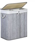 RRP £33.99 Songmics Divided Laundry Basket with Lid Bamboo Laundry Hamper