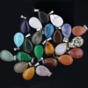 RRP £228 Set of 12 x Whosale 24 PCS Teardrop Quartz Crystal Pendant Natural Chakra Stone Charms