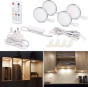RRP £26.99 WOANE Under Counter Lights, LED 4 Pack LED Puck Lights with Remote Control