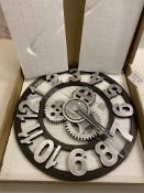 Outpicker Large Wall Clock 40cm Decorative Gear Clock Silent Non-ticking Wooden Wall Clock