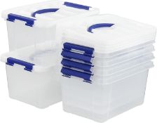 RRP £23.99 Readsky 6L Plastic Storage Box, Clear Storage Latch Box, 6 Packs