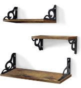 RRP £23.99 Umi Floating Shelves Rustic Wall Shelves, 3-Pack