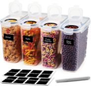RRP £19.99 A&S Kitchen Cereal Storage Containers Set of 4x 4L Airtight Container with Lids