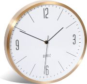 RRP £21.99 JUPSK 12 Inch Gold Aluminum Modern Fashion Wall Clock Silent Wall Clock