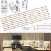 RRP £23.99 WOBANE Dimmable LED Under Cabinet Lighting, LED Strip Light Bars Remote Control