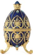 RRP £20.99 Qifu Hand Painted Enameled Blue Faberge Egg Decorative Hinged Jewellery Trinket Box