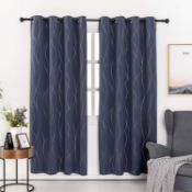 RRP £27.99 Anjee Eyelet Thermal Insulated Blackout Curtains and Drapes, 46"x72" Black