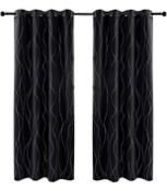 RRP £26.99 Anjee Eyelet Thermal Insulated Blackout Curtains and Drapes, 46"x72" Black