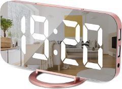 RRP £18.99 SZELAM LED Digital Alarm Clock Dual USB Large Display, Mirror Surface for Makeup