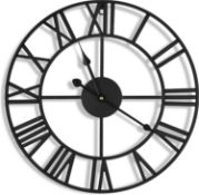 Outpicker Large Wall Clock 40cm Silent Vintage Metal Roman Numerals Decorative Skeleton Clock
